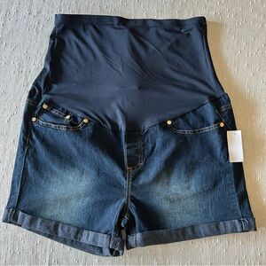 NWT Denim Maternity Shorts With Stretch Panel